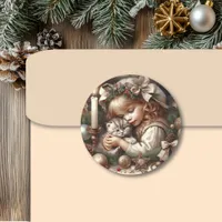 Cute Cuddly Kitten Christmas Classic Round Sticker