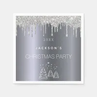 Christmas party dinner silver glitter trees forest napkins