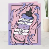 Cute Girly Unicorn Hair Purple Dye Cartoon Card