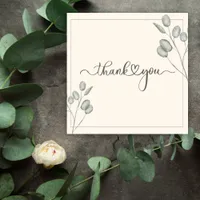 Watercolor Eucalyptus Ivory Wedding  Thank You Card