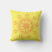 Orange Red and Yellow Sharp Mandala Throw Pillow