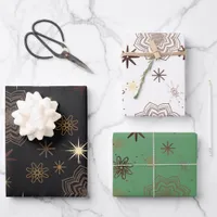 Holiday Gift Wrap Assortment - Modern Gold Pattern