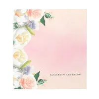 Blush flowers white coral peach summer name notepad