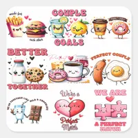 Kawaii Pastel Food Pair Valentine Square Sticker