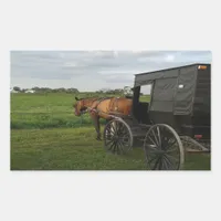 Amish Horse and Buggy at Sunset Rectangular Sticker