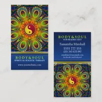 YIN YANG Fractal Peacock Mandala New Age Business Card