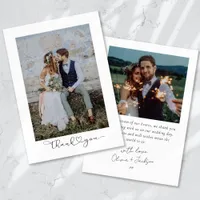 Script with Heart Photo Wedding Thank You Card