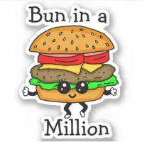 Bun in a Million Hamburger Pun Sticker