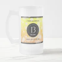 Elegant 13th Citrine Wedding Anniversary Frosted Glass Beer Mug