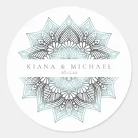 Mandala Lace Wedding Lt. Blue ID968  Classic Round Sticker