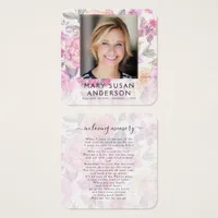 Floral Photo Funeral Memorial Poem Card