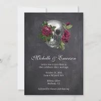 Gothic Skull Floral Wedding Invitation