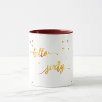 60th birthday white gold hello sixty mug