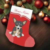 Chihuahua Cute Black Brown White Dog Small Christmas Stocking