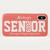 Personalized Senior Class of 2019 Coral iPhone X Case