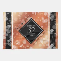 Elegant 32nd Bronze Wedding Anniversary Kitchen Towel