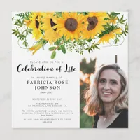 Sunflower Funeral Celebration of Life Photo Invitation