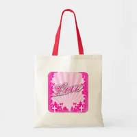 Love Christian Message Hot Pink Illustration Tote Bag