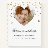 Guest book memorial white gold hearts photo