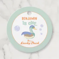One Lucky Duck &  Bubbles First Birthday Pastel Favor Tags