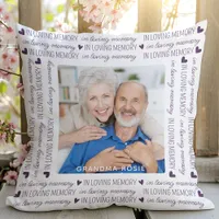 In Loving Memory Keepsake Purple Photo Memorial Throw Pillow