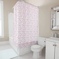 Watercolor Pink Hearts Valentine's Day  Shower Curtain