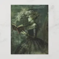 Ghostly Woman Reading Dark Fantasy Postcard