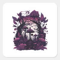 Mushroom Woods Whimsigoth Witchy Screenprint Desig Square Sticker
