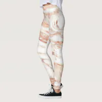 Trendy Lux Copper Rose Gold Foil Marble Leggings