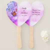 Pearl Heart Floral Pink Rose Butterfly Wedding Hand Fan