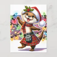 A Festive Scottish Christmas Otter Postcard