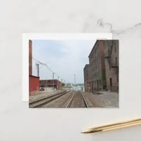 Buildings and Train Tracks in Burlington, Iowa Postcard