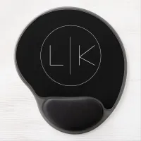 Minimalistic Elegant Initials in White on Black  Gel Mouse Pad