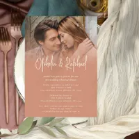 Photo Script Terracotta Wedding Rehearsal Dinner Invitation