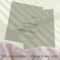 Budget Simple Soft Sage Green Wedding Invitation