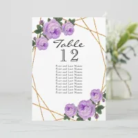 Gold Glitter Purple Floral Geo Table No Seating Announcement