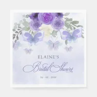 Purple Lilac Lifetime of Butterflies Bridal Shower Napkins