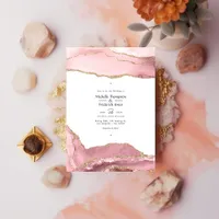 Blush and Gold Agate Wedding Invitation