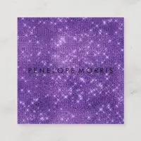 Amethyst Sparkle Glitter Beauty Stylist Square Business Card