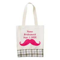 Bridesmaid Pink Mustache Tiara HEART Tote Bag