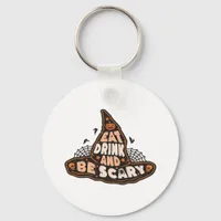 Eat Drink And Be Scary Witch Hat Aesthetic Casual Keychain
