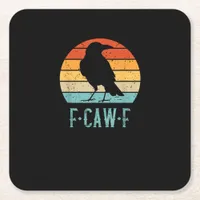 F-Caw-F Crow Bird Retro Sunset Vintage F-Caw-F Square Paper Coaster