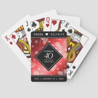 Elegant 40th Ruby Wedding Anniversary Celebration Poker Cards