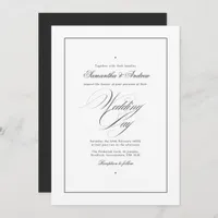 Elegant Typography Timeless Black & White Wedding Invitation