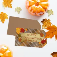 Fall Autumn Foliage On Plaid Thanksgiving Gift Tags