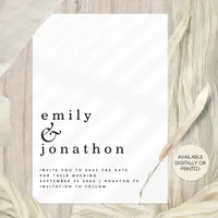 Minimalist Typography Wedding Black White Wedding Save The Date