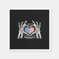 America Skull Skeleton Hand Artwork Editable Layer Napkins