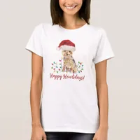 Happy Howlidays Yorkshire Terrier Santa Hat T-Shirt