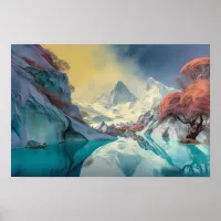 Mirror lake in the mountains poster