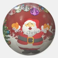 Merry Christmas 3-D affect Santa Sticker